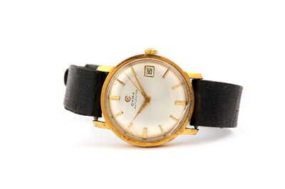 Lot 647 - CYMA. A MENS GOLD PLATED AUTOMATIC WRISTWATCH...