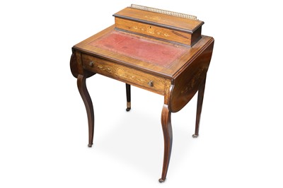 Lot 418 - An Edwardian rosewood writing table, of small...