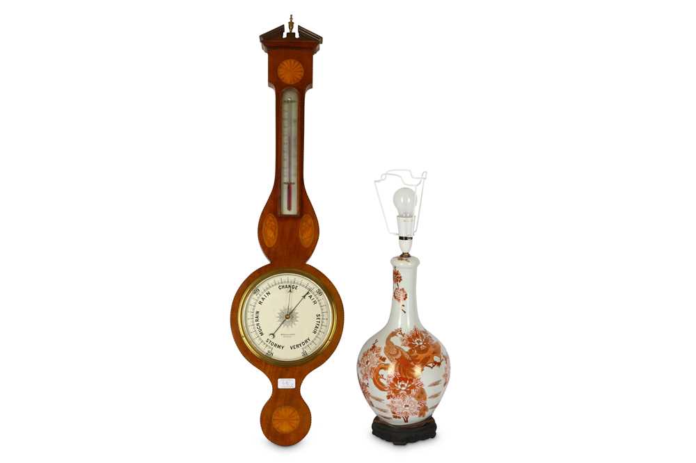 Lot 434 - An Edwardian mahogany banjo barometer, Maple