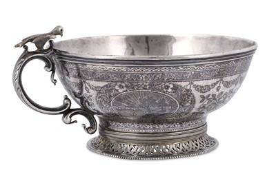 Lot 206 - A NIELLOED SILVER CUP  Possibly Van region,...