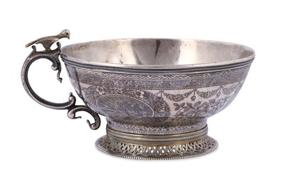 Lot 206 - A NIELLOED SILVER CUP  Possibly Van region,...