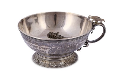 Lot 206 - A NIELLOED SILVER CUP  Possibly Van region,...