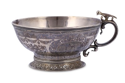 Lot 206 - A NIELLOED SILVER CUP  Possibly Van region,...