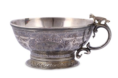 Lot 206 - A NIELLOED SILVER CUP  Possibly Van region,...