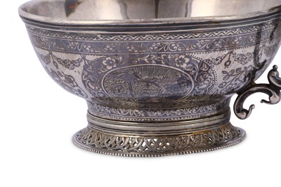 Lot 206 - A NIELLOED SILVER CUP  Possibly Van region,...
