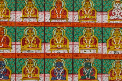 Lot 338 - A JAIN PAINTING WITH THE TWENTY-FOUR...