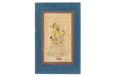 Lot 374 - A PORTRAIT OF A STANDING RAJA  Jodhpur,...