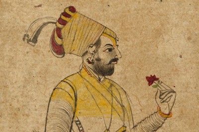Lot 374 - A PORTRAIT OF A STANDING RAJA  Jodhpur,...