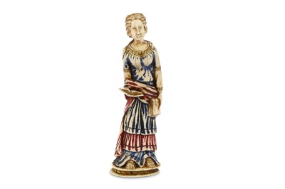 Lot 863 - AN IVORY POLYCHROME-PAINTED FIGURINE France or...