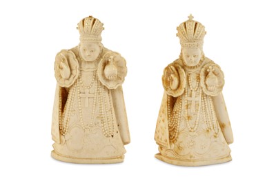 Lot 864 - WITHDRAWN TWO IVORY CHESS PIECES OF BISHOPS...