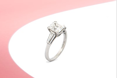 Lot 246 - A diamond single-stone ring The step-cut...