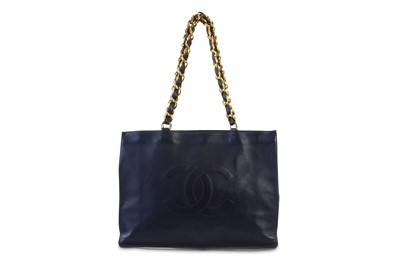 Lot 177 - Chanel Navy Leather CC Shopper Tote, c....
