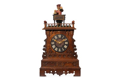 Lot 134 - A BLACK FOREST STAINED WOOD AUTOMATON CLOCK...