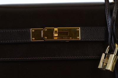 Lot 110 - Hermès Dark Brown Kelly Sellier 32, c. 2002,...