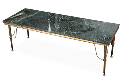 Lot 454 - A green variegated marble rectangular topped...