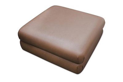 Lot 441 - A square brown leather pouffe, 96cm, height...