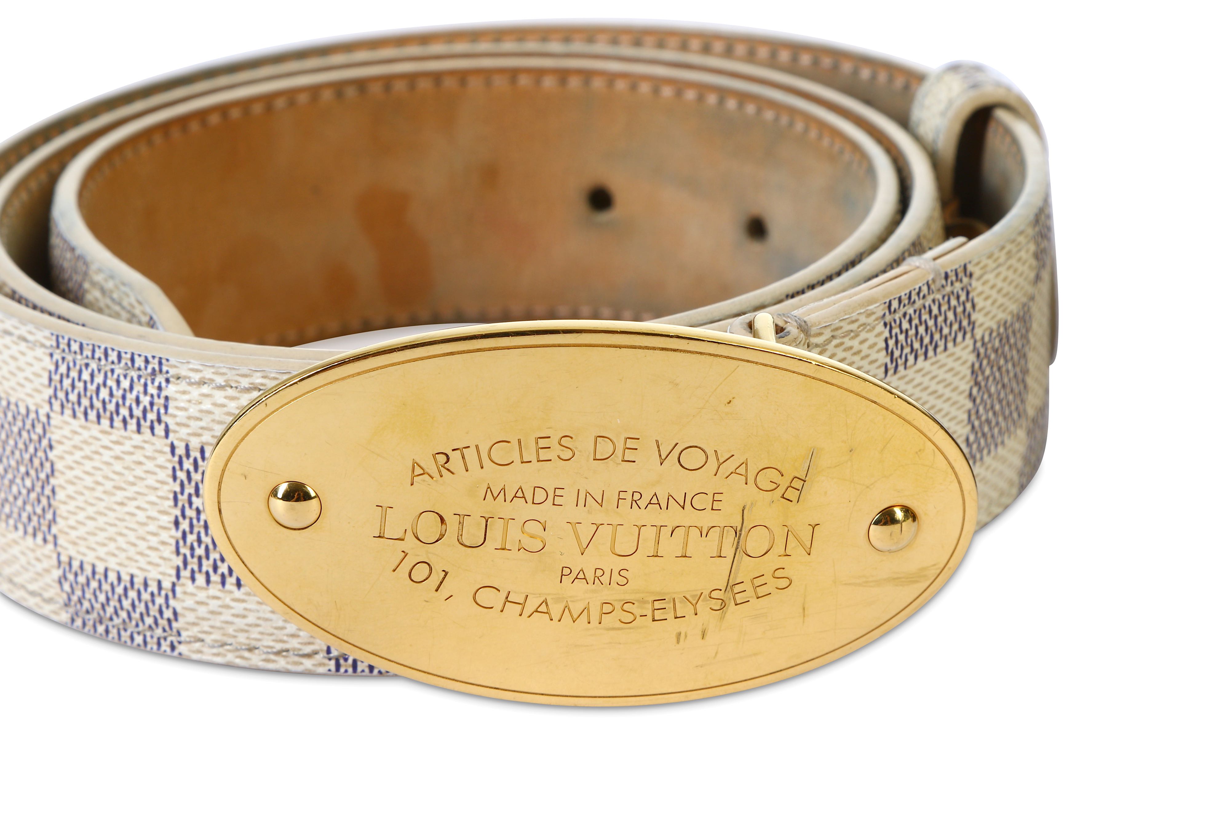 Sold at Auction: Louis Vuitton, Louis Vuitton Damier Azur LV Initials Belt