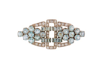 Lot 263 - A mid 20th century aquamarine and diamond...