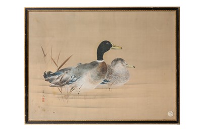 Lot 1049 - A PAIR OF FRAMED PAINTINGS. Meiji period....