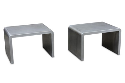 Lot 316a - A pair of modern aluminium low tables of...