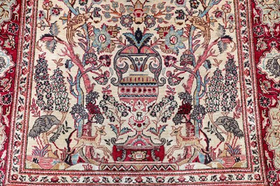 Lot 36 - A VERY FINE SILK KASHAN RUG, CENTRAL PARSIA...