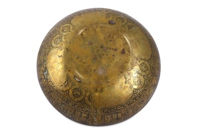 Lot 197 - A LARGE SAFAVID BRASS BOWL WITH ARMENIAN...