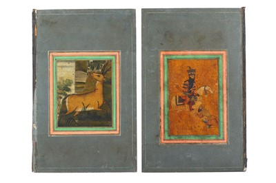 Lot 238 - A LACQUERED PORTRAIT OF FATH 'ALI SHAH ON...