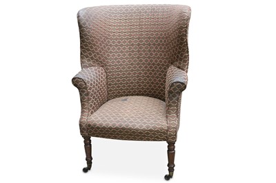 Lot 410 - A Georgian mahogany wing armchair with fabric...