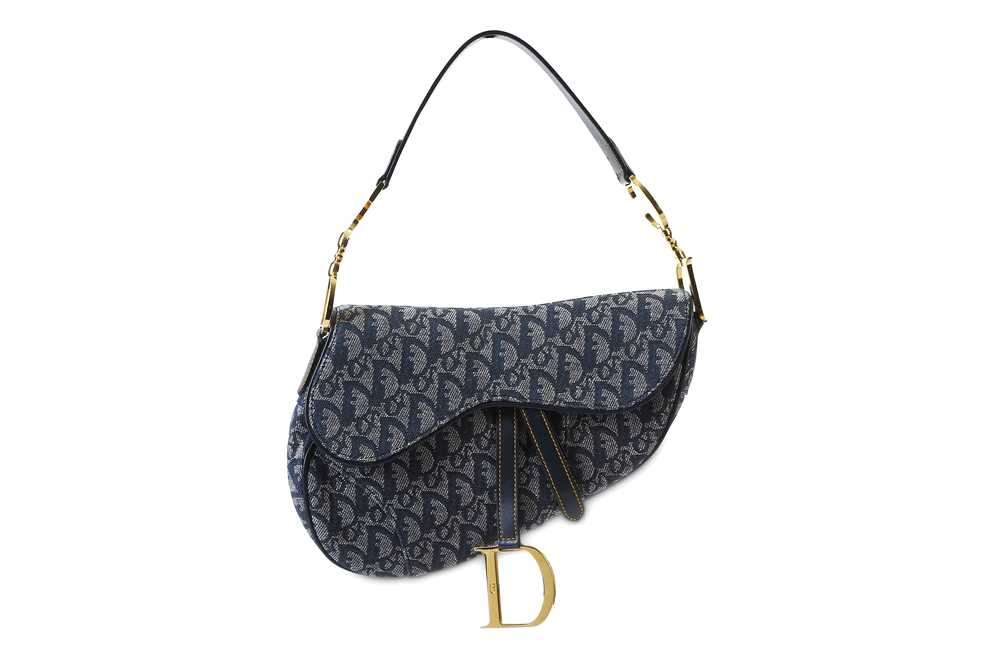 Lot 179 - Christian Dior Blue Canvas Saddle Bag, early...