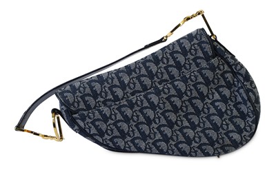 Lot 179 - Christian Dior Blue Canvas Saddle Bag, early...