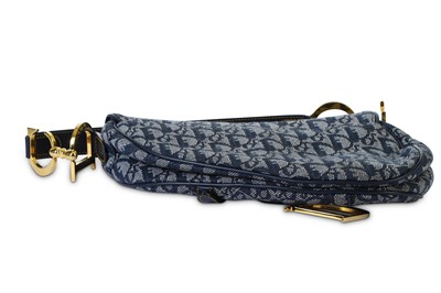 Lot 179 - Christian Dior Blue Canvas Saddle Bag, early...