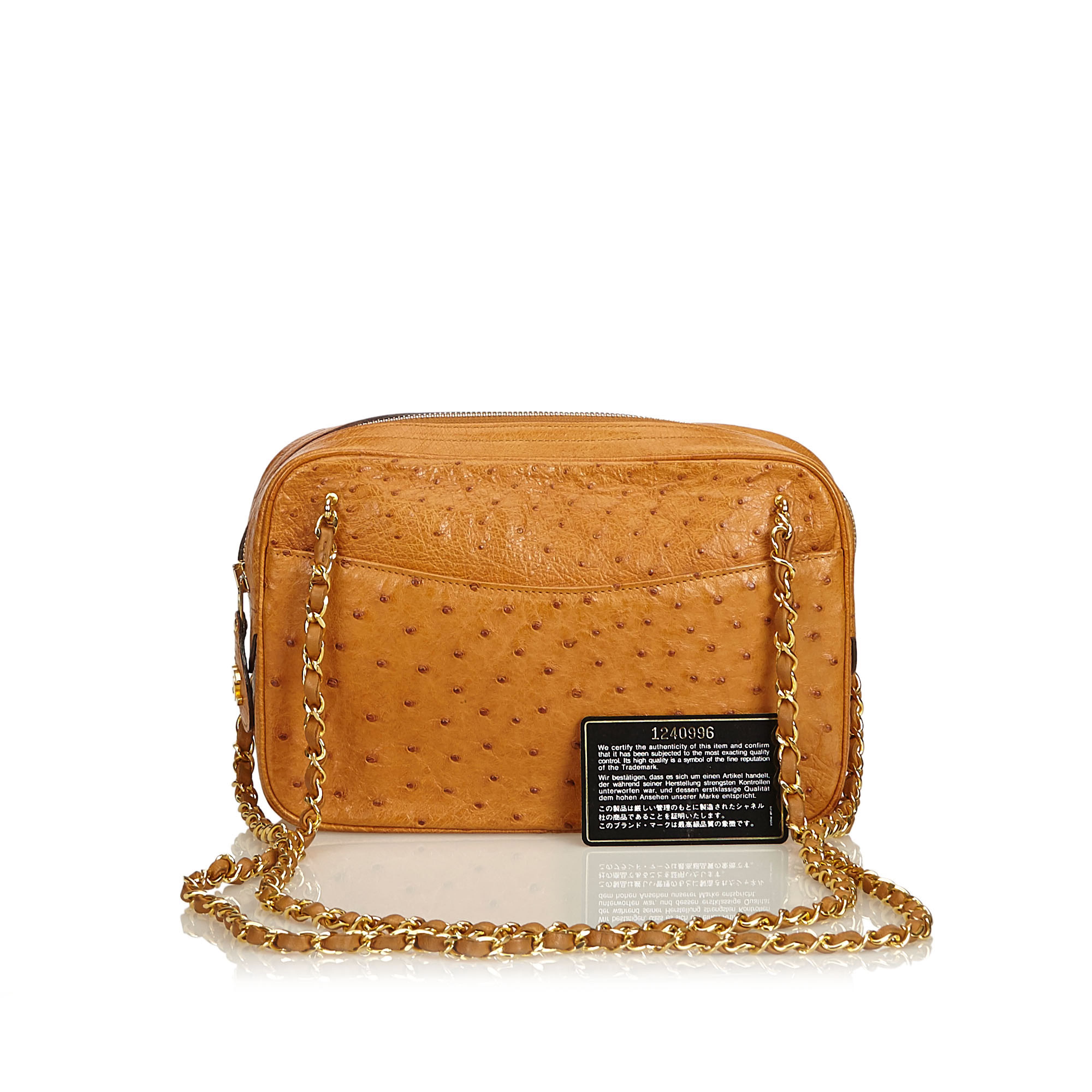 Chanel Chain Strap Shoulder Bag Ostrich Feather