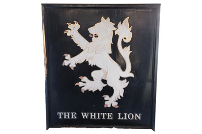 Lot 900A - A large black painted wooden 'White Lion' pub...