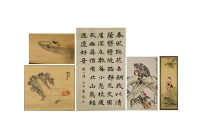 Lot 459 - A SMALL COLLECTION OF CHINESE AND JAPANESE PAINTINGS.