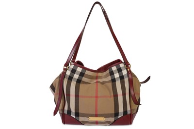 Lot 446 - Burberry Heritage Check Handbag, check fabric...