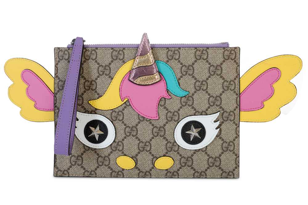 Lot 447 - Gucci GG Supreme Unicorn Pouch, multi colour...