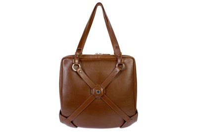 Lot 428 - Asprey Brown Leather Handbag, calf leather bag...