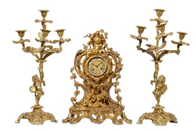 Lot 96 - A MID 19TH CENTURY FRENCH GILT BRONZE CLOCK...