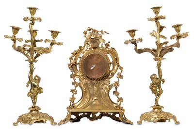Lot 96 - A MID 19TH CENTURY FRENCH GILT BRONZE CLOCK...