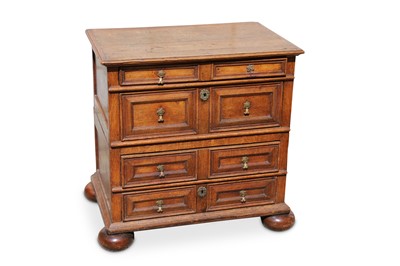 Lot 300 - A 17th century and later oak chest on chest,...