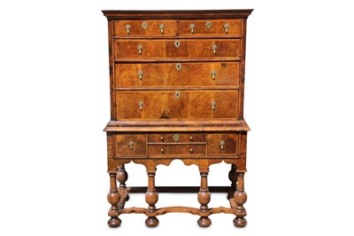 Lot 305 - A Queen Anne and later walnut chest on stand,...