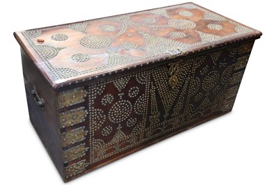 Lot 729 - A rectangular Zanzibar trunk with brass studs...