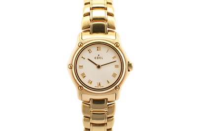 Lot 386 - EBEL. A LADIES QUARTZ 18K YELLOW GOLD BRACELET...