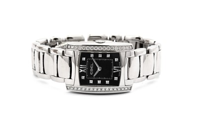 Lot 634 - EBEL.  A LADIES QUARTZ STAINLESS STEEL AND...