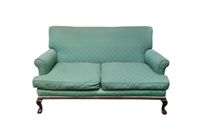 Lot 739 - An early 20th century sofa, with scroll arms,...