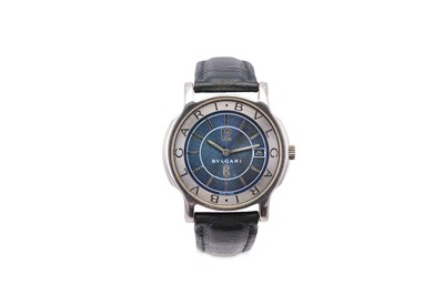 Lot 637 - BVLGARI. A STAINLESS STEEL QUARTZ WRISTWATCH. ...