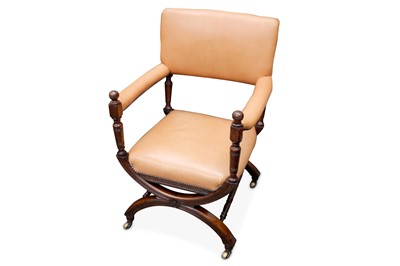 Lot 690 - A late Victorian walnut open armchair,...