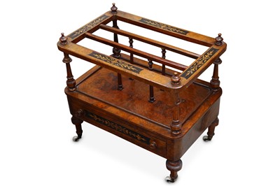 Lot 751 - A Victorian figured walnut Canterbury, with...