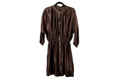 Lot 457 - Thomas Burberry Brown Silk Dress, button down,...