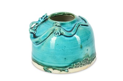 Lot 775 - A CHINESE TURQUOISE-GLAZED 'CHILONG' WATER POT....